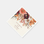 Burgundy Orange Floral Fall Wedding Serviette (Ecke)