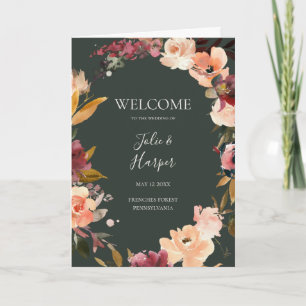 Burgundy Orange Floral Gedeckte Hochzeit Programm