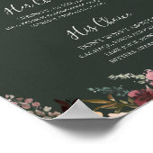 Burgundy Orange Floral | Getränke mit grüner Unter Poster (Ecke)