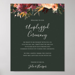 Burgundy Orange Floral   Green Unplugony Zeremony Poster