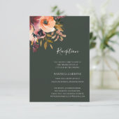 Burgundy Orange Floral | Grüne Hochzeit Begleitkarte (Stehend Vorderseite)