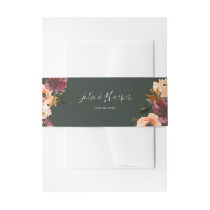 Burgundy Orange Floral Grüne Hochzeit Einladungsbanderole