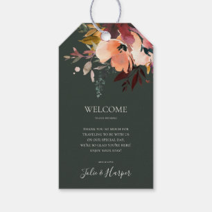 Burgundy Orange Floral Grüne Hochzeit Geschenkanhänger