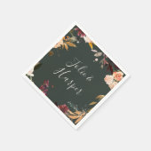 Burgundy Orange Floral | Grüne Hochzeit Napkins Serviette (Ecke)