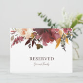 Burgundy Orange Floral | Reserviertes Zeichen (Stehend Vorderseite)