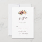 Burgundy Orange Floral RSVP-Karte RSVP Karte (Vorderseite)