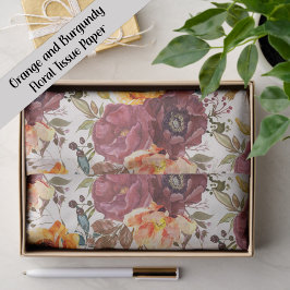 Burgundy Orange Floral Seidenpapier
