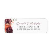 Burgundy Orange Floral Wedding Rücksendeadresse (Vorne)