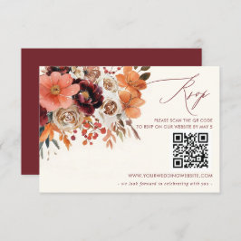 Burgundy Orange Hochzeit im Herbst QR CODE RSVP Karte