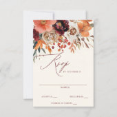 Burgundy Orange Hochzeit im Herbst RSVP Karte (Vorderseite)