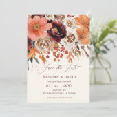 Burgundy Orange Hochzeit im Herbst Save The Date (Stehend Vorderseite)