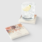 Burgundy Orange Hochzeit im Herbst Steinuntersetzer (Seitenansicht)