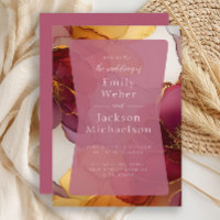 Burgundy Orange Jewel Tone Alcohol Ink Wedding