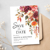 Burgundy Orange Rust Floral Elegante Hochzeit im H Save The Date