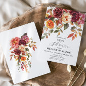 Burgundy Orange Rustic Boho Elegantes Brautparty Einladung
