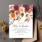 Burgundy Orange Watercolor Boho Elegante Hochzeit Einladung