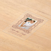 Burgundy Ornate Frame Wedding Save the Date Acryleinladungen (Ablage )