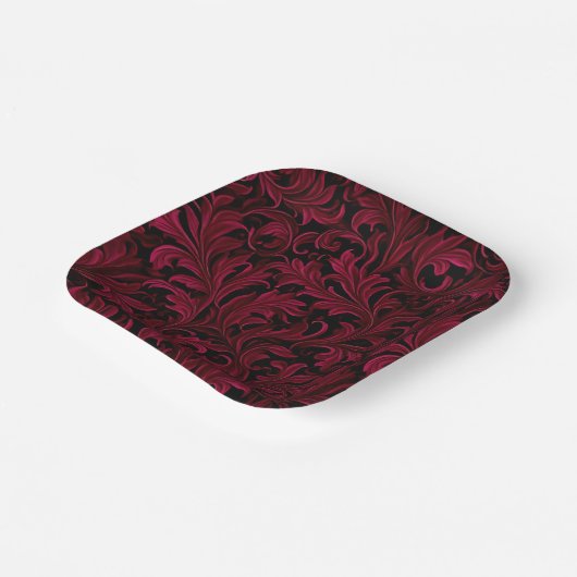 Burgundy Paisley Wedding Pappteller (Gewinkelt)