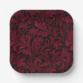 Burgundy Paisley Wedding Pappteller (Vorderseite)
