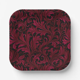 Burgundy Paisley Wedding Pappteller