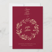 Burgundy & Pale Gold Circle, Save the Date Hochzei Einladung (Vorderseite)
