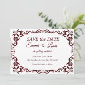 Burgundy Papel Picado Mexican Wedding  Save The Date (Stehend Vorderseite)