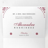 Burgundy Papel Picado Mis Quince Años Dreifach Gefaltete Einladung (Innen Erste Seite)