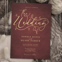 Burgundy Parchment Rustic Blüh Calligraphy Inv.