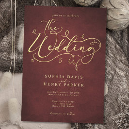 Burgundy Parchment Rustic Blüh Calligraphy Inv. Einladung