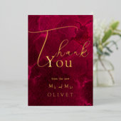 Burgundy Passion Wedding Dankeschön Karte (Stehend vorne)