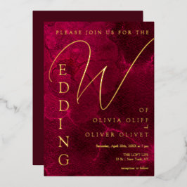 Burgundy Passion Wedding Folieneinladung