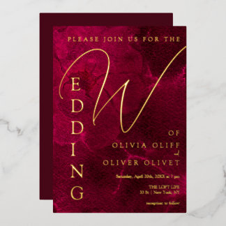 Burgundy Passion Wedding Folieneinladung