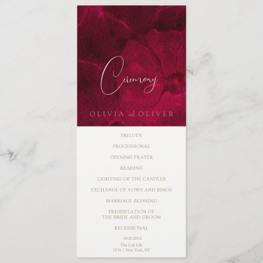 Burgundy Passion Wedding Programm (Vorderseite)