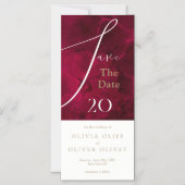 Burgundy Passion Wedding rettet das Datum Magneteinladung (Vorderseite)