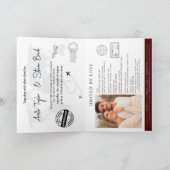 burgundy Passport Destination Faux gold Wedding Einladung (Innenseite)