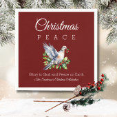 Burgundy Peace Dove Holly Christian Christmas Serviette