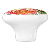 Burgundy Peach Blume Pink Peony Floral Muster Keramikknauf (Seitenansicht)