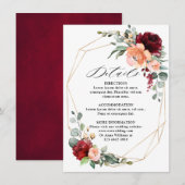 Burgundy Peach Coral Orange Eukalyptus Wedding Begleitkarte (Vorne/Hinten)