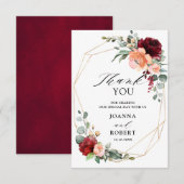 Burgundy Peach Coral Orange Eukalyptus Wedding Dankeskarte (Vorne/Hinten)