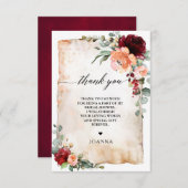 Burgundy Peach Coral Pink Roses Brautparty Dankeskarte (Vorne/Hinten)