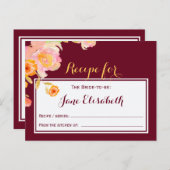Burgundy peach floral Braut zu Rezept Karte (Vorne/Hinten)