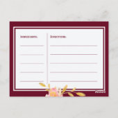 Burgundy peach floral Braut zu Rezept Karte (Rückseite)