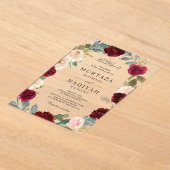 Burgundy Peach Floral Muslim Wedding Acryleinladungen (Ablage )
