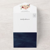 Burgundy Peach Floral Pumpkin Navy Baby Dusche All In One Einladung (Außenbereich)