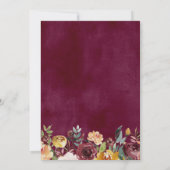 Burgundy Peach Gold Garden Floral Fall Baby Dusche Einladung (Rückseite)