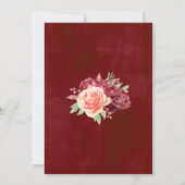 Burgundy Peach Rose Floral Brautparty Einladung (Rückseite)