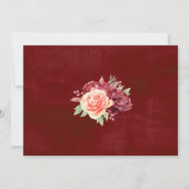 Burgundy Peach Rose Floral Wedding Vielen Dank Dankeskarte (Rückseite)