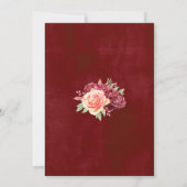 Burgundy Peach Rose Wasserfarben Blumenzehen Einladung (Rückseite)