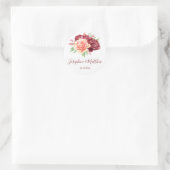 Burgundy Peach Rose Wasserfarben Blumenzehen Runder Aufkleber (Tasche)