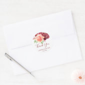 Burgundy Peach Rose Watercolor Wedding Vielen Dank Runder Aufkleber (Umschlag)